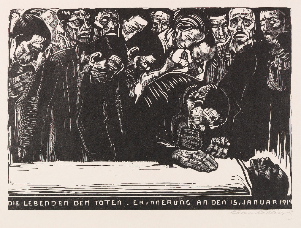 Käthe Kollwitz, Gedenkblatt für Karl Liebknecht, 1920, Holzschnitt © GLM, Foto: Heinz Feußner